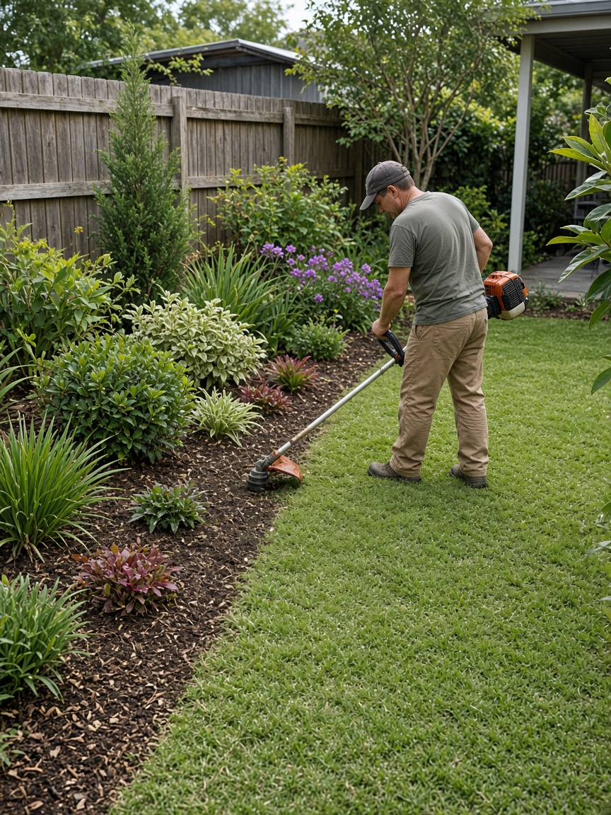 Lawn and garden maintenance in progress